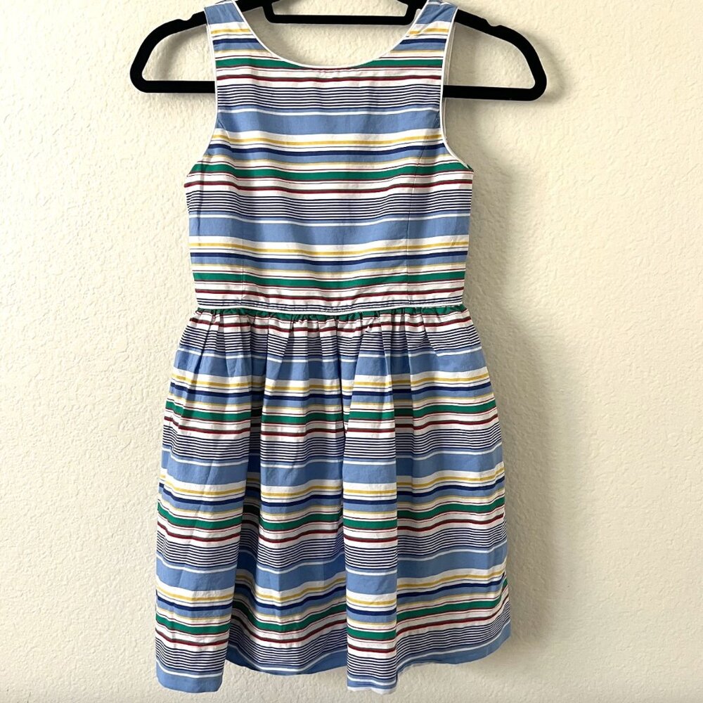 Polo Ralph Lauren Girls Sz 10 Striped Dress Sleeveless Button Back Cotton Preppy